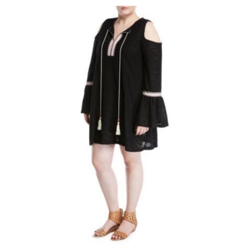 Kerrick Embroidered Cold-Shoulder Knit Dress Sz 0X